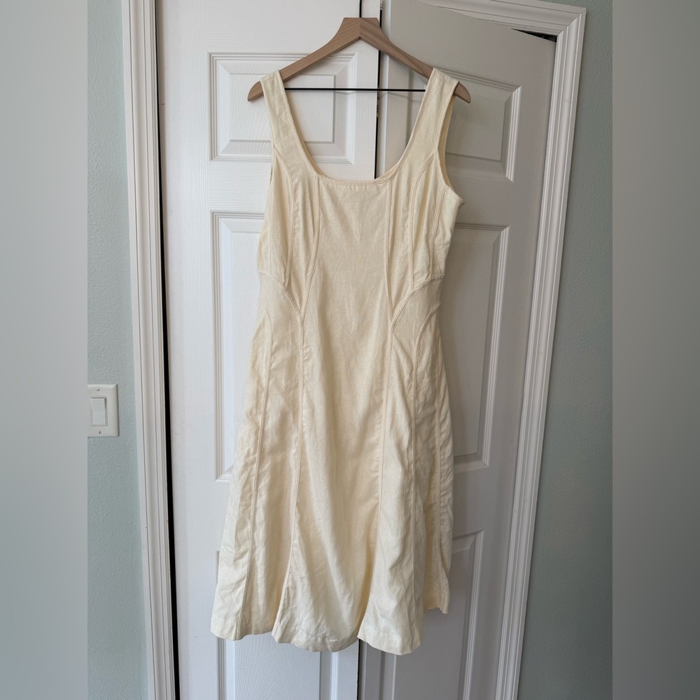 House of Harlow 1960 Cream Linen Blend Midi Dress. Size L - Picture 2 of 7